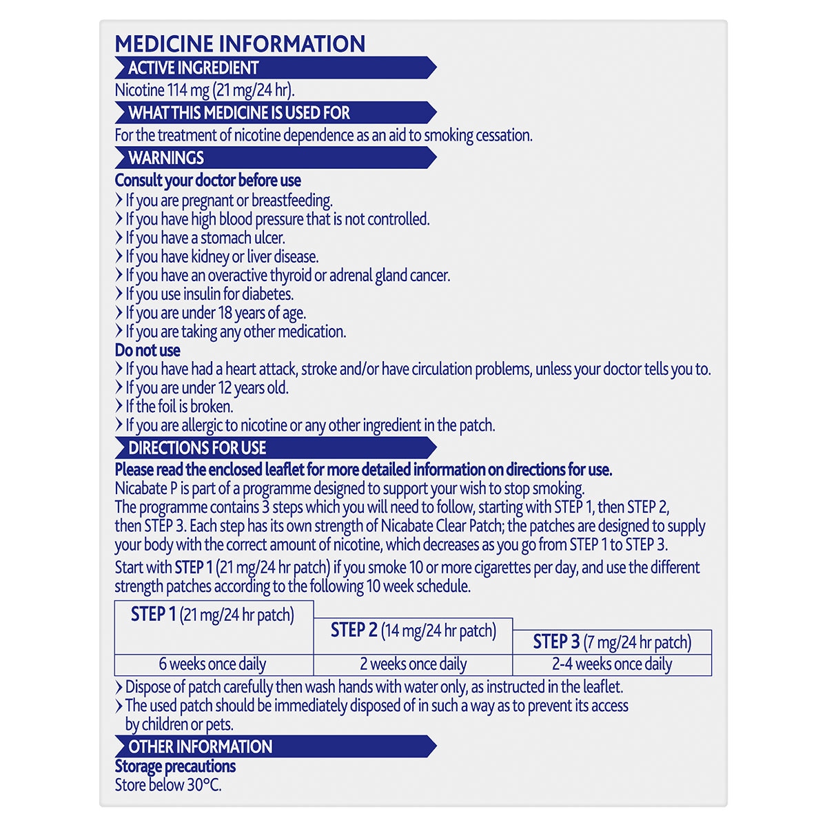 Nicabate P Patch 21Mg Quit Smoking 28 Patches