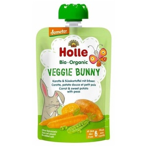 Holle Organic Pouch Veggie Bunny Carrot & Sweet Potato With Peas 90G