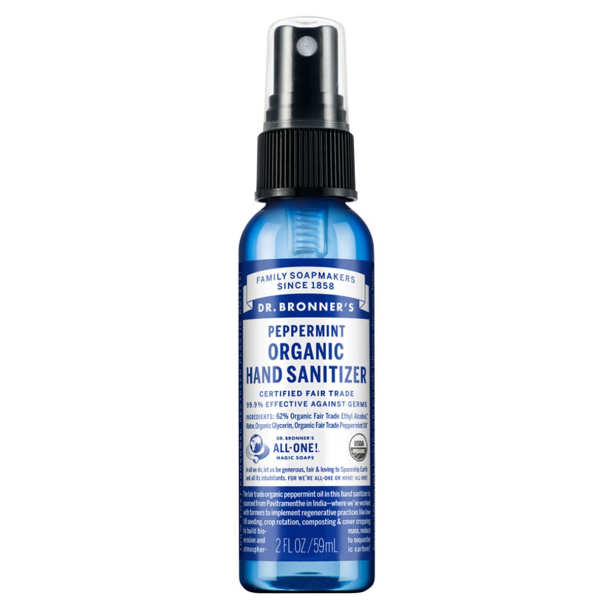 Dr Bronners Organic Hand Sanitizer Spray Peppermint 59Ml