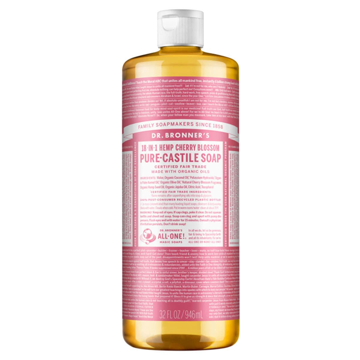 Dr Bronners Pure Castile Liquid Soap Cherry Blossom 946Ml