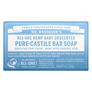 Dr Bronners Pure Castile Bar Soap Baby Unscented 140G