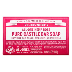 Dr Bronners Pure Castile Bar Soap Rose 140G