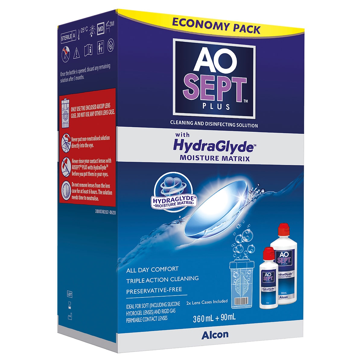 Aosept Plus Hydraglyde Economy Pack 360Ml + 90Ml