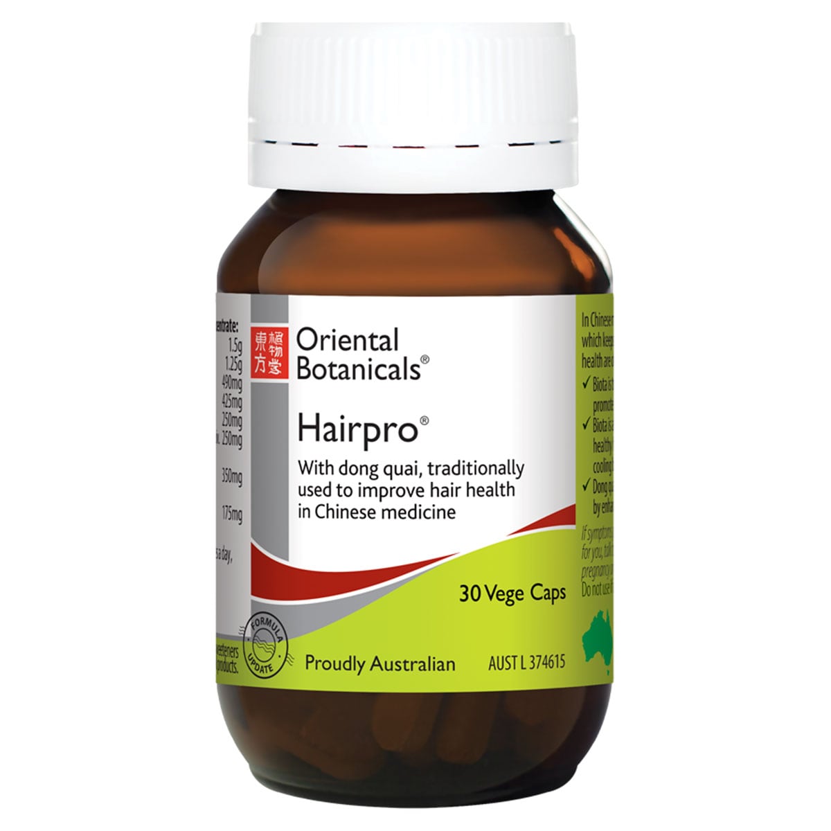 Oriental Botanicals Hairpro 30 Vegetarian Capsules