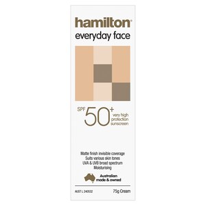 Hamilton Sunscreen Everyday Face Cream Spf50 75G