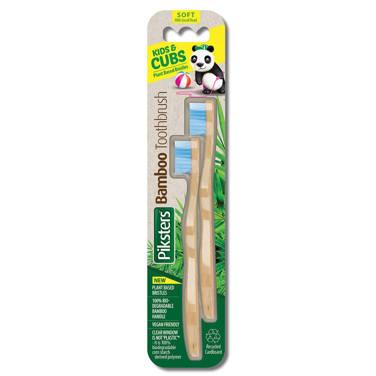 Piksters Bamboo Toothbrush Kids Twin Pack (Colour Selected At Random)