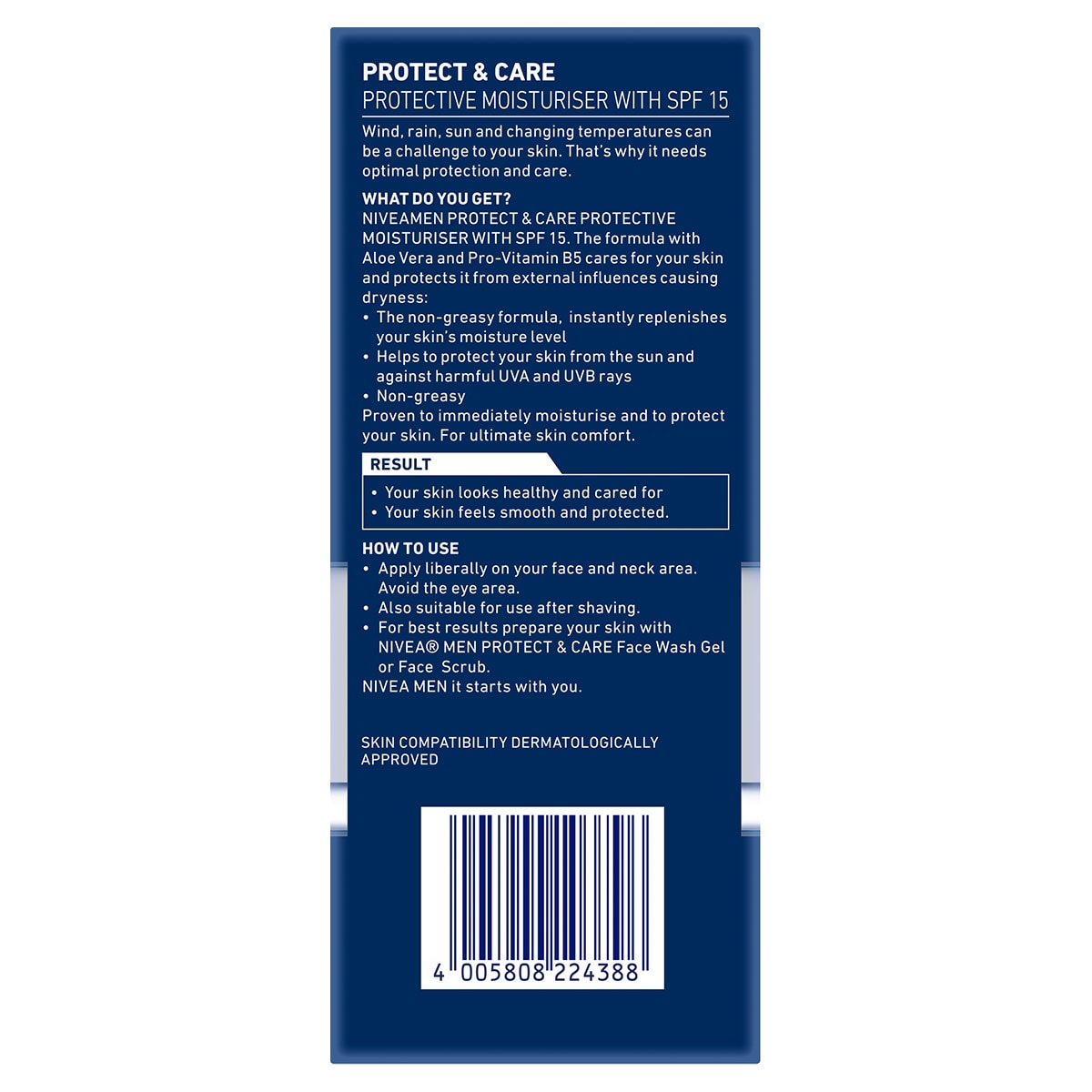 Nivea For Men Protect & Care Protective Moisturiser Spf15 75Ml