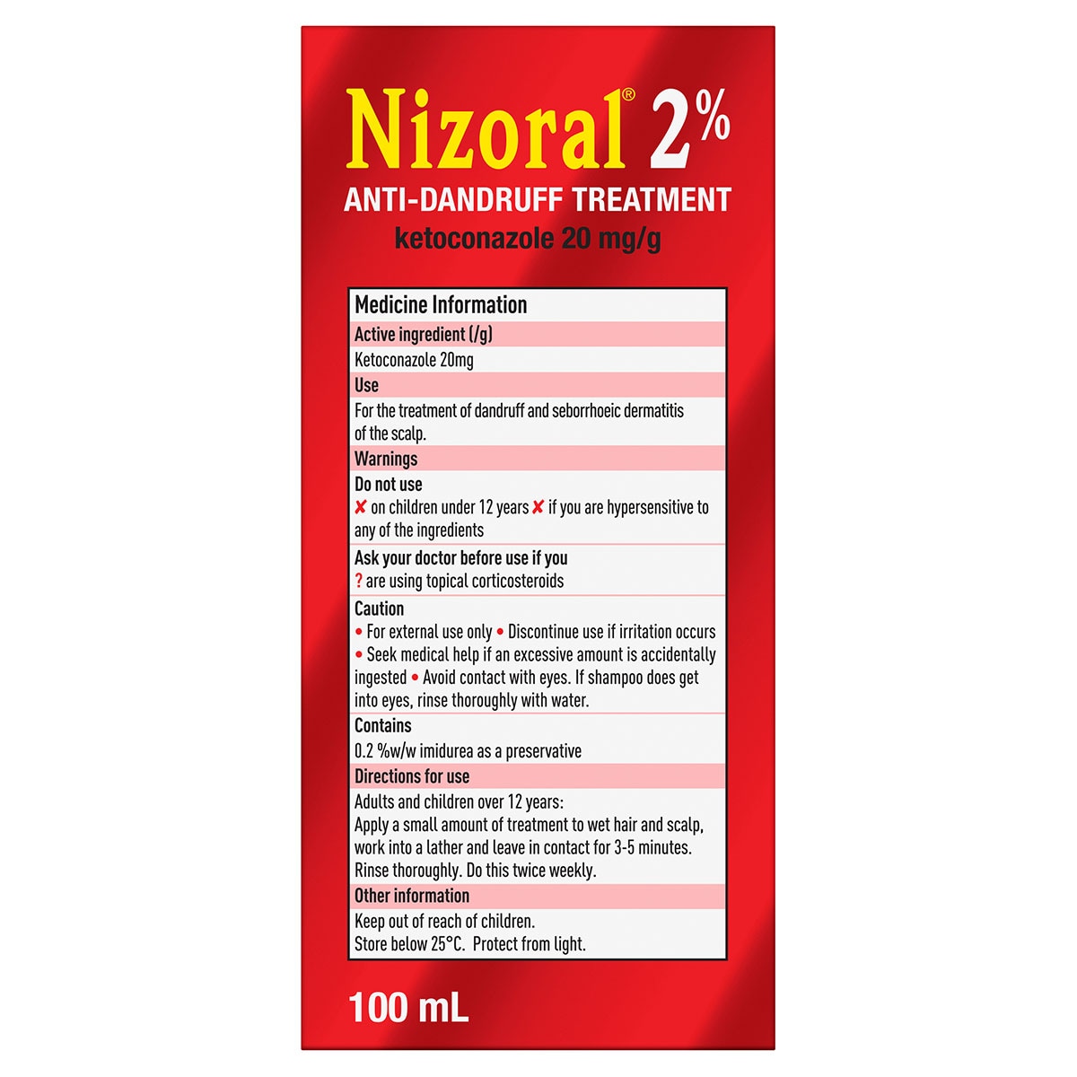 Nizoral Anti-Dandruff Treatment Shampoo 2% 100ml