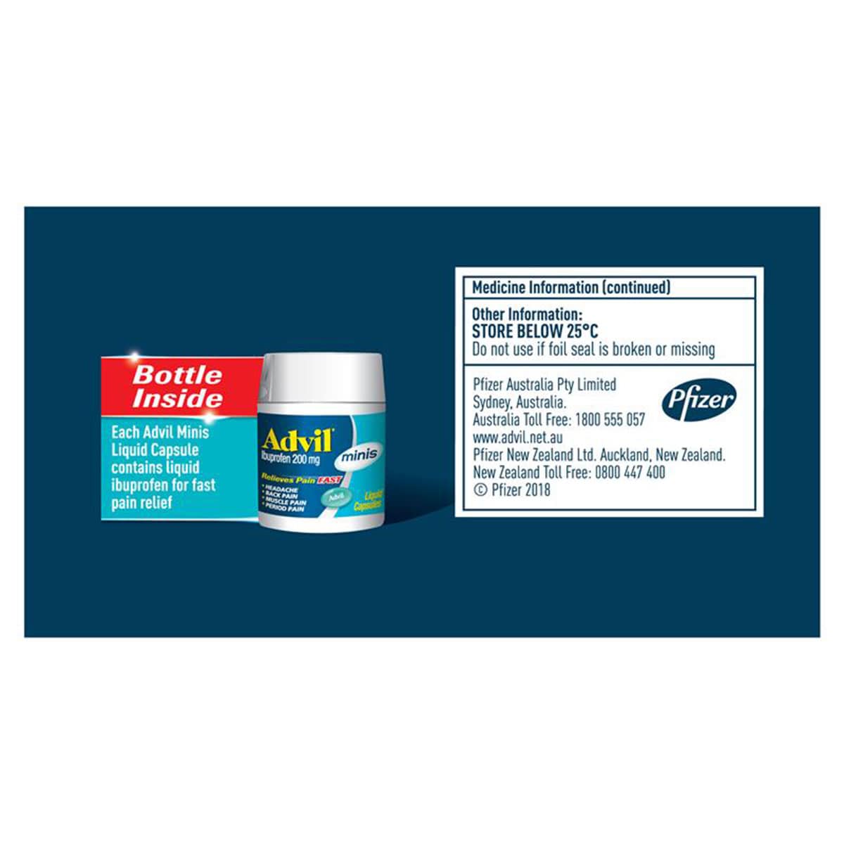 Advil Minis Fast Pain Relief 90 Liquid Capsules