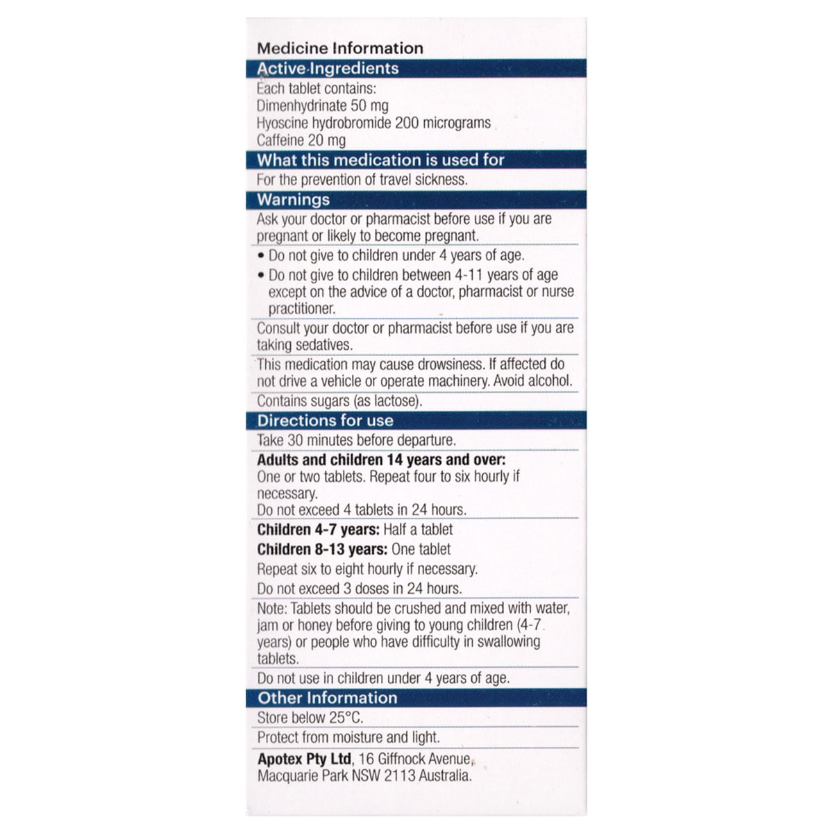 APOHEALTH Travel Sickness Tablets 10 Tablets