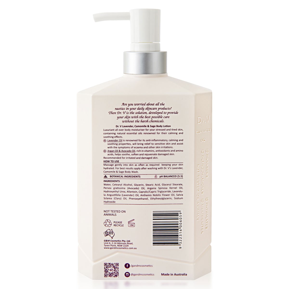 Dr V Lavender Camomile & Sage Calming Body Lotion 750Ml