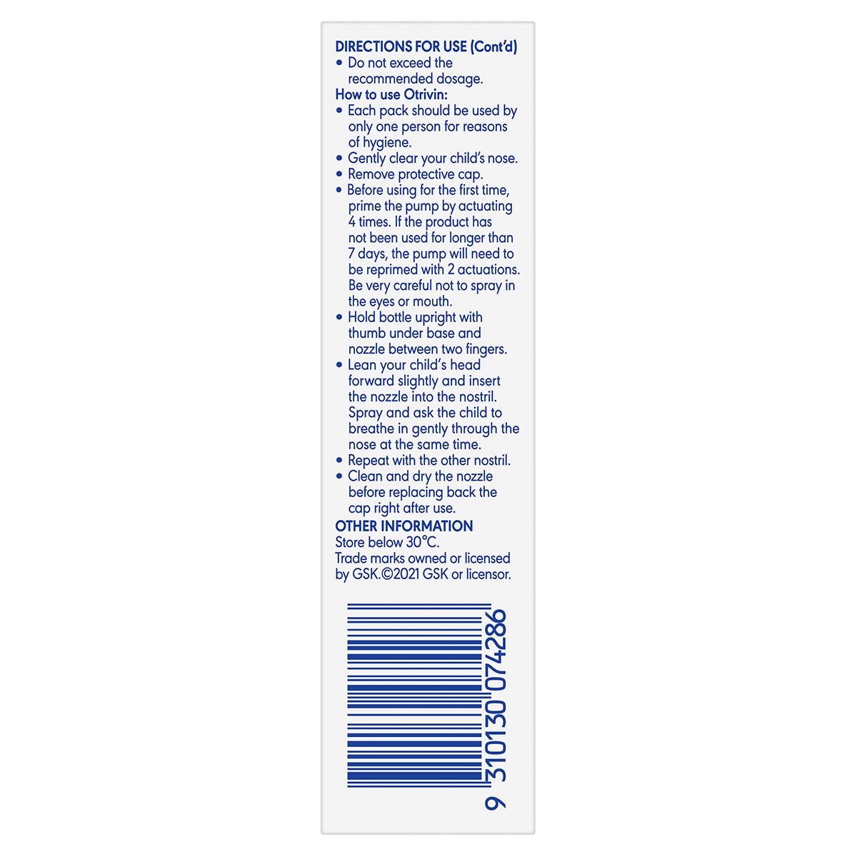 Otrivin Junior Nasal Spray Measured Dose 10ml