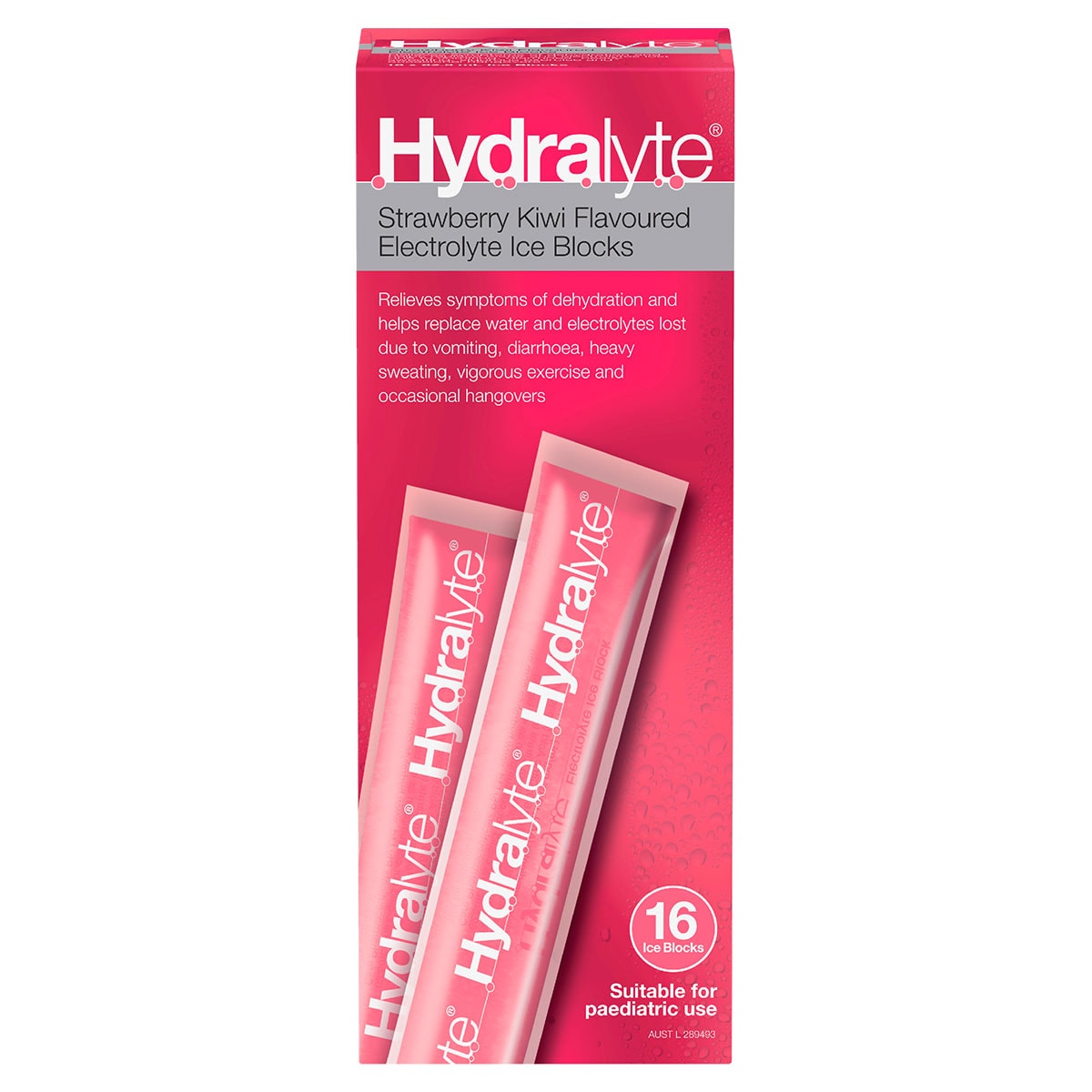 Hydralyte Strawberry Kiwi Flavour Electrolyte Ice Blocks 16 Pack