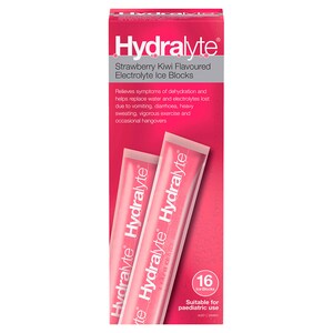 Hydralyte Strawberry Kiwi Flavour Electrolyte Ice Blocks 16 Pack