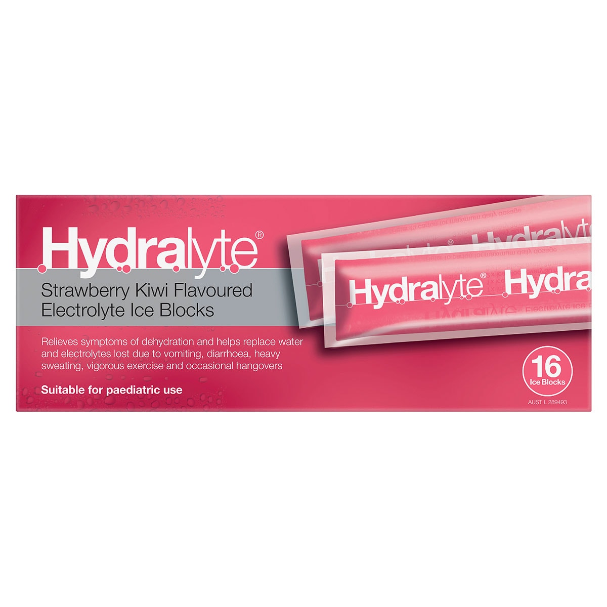 Hydralyte Strawberry Kiwi Flavour Electrolyte Ice Blocks 16 Pack