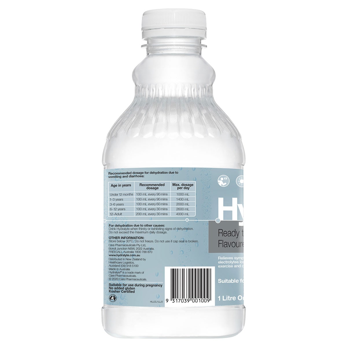 Hydralyte Ready To Use Electrolyte Solution Colour Free Lemonade 1 Litre