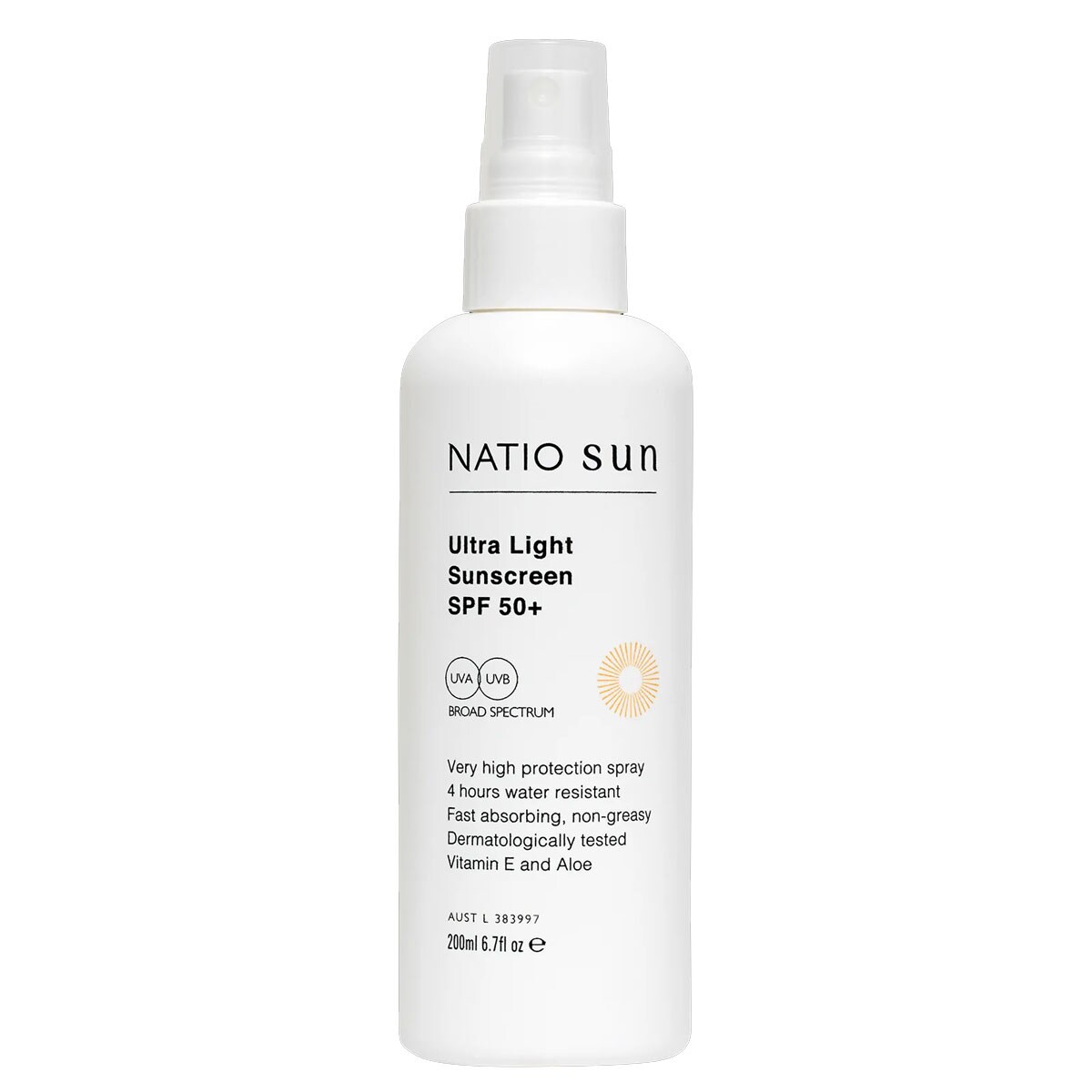 Natio Sun Ultra Light Sunscreen Spray Spf50 200Ml