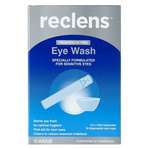 Reclens Saline Eye Wash 10 X 15Ml With Eye Cups