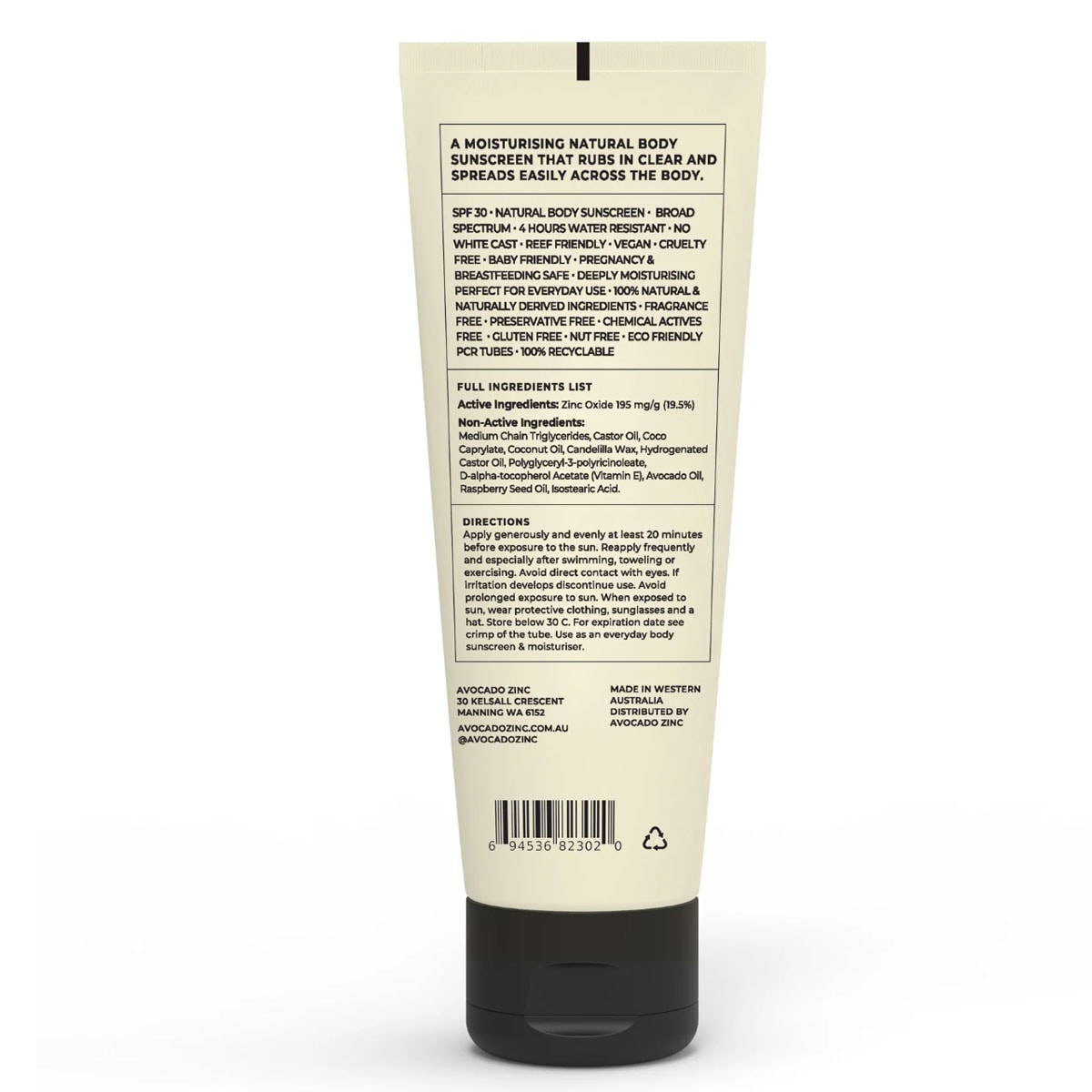 Avocado Zinc Natural Body Sunscreen Spf30 200Ml