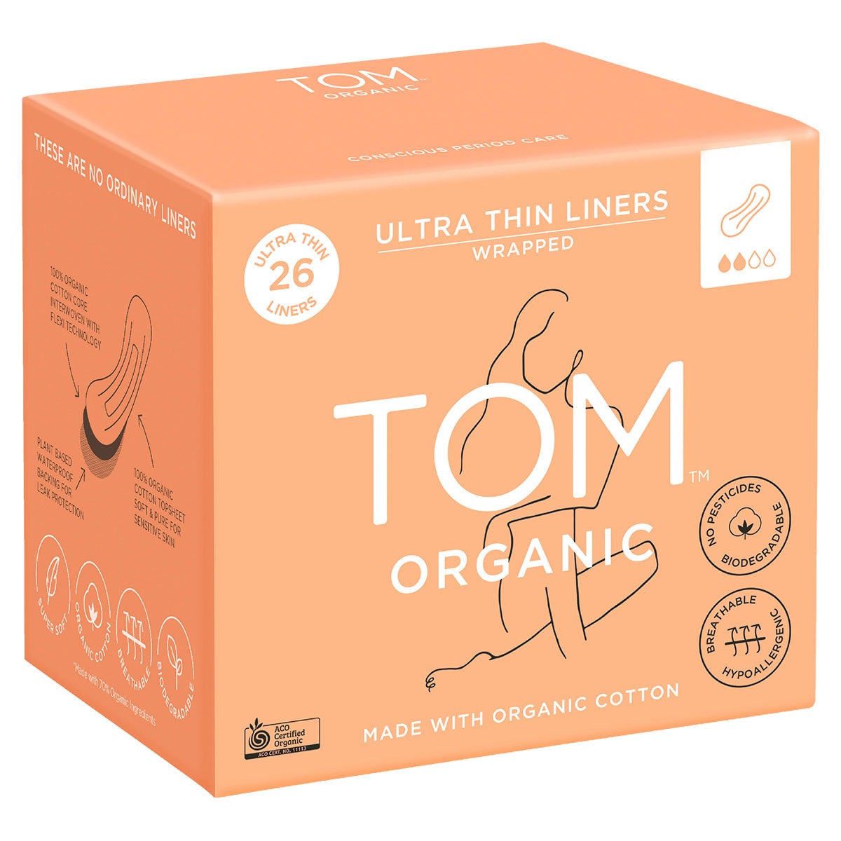 Tom Organic Cotton Ultra Thin Liners 26 Pack