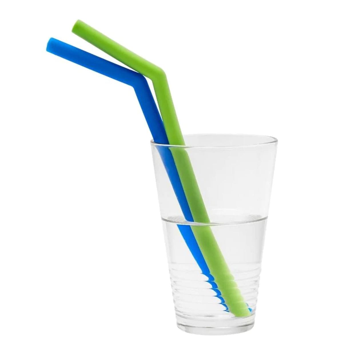 Little Mashies Reusable Soft Silicone Blue & Green Straws + Cleaning Brush