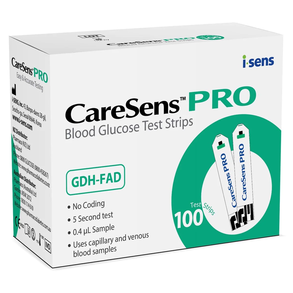 Caresens Pro Blood Glucose Test Strips 100 Pack