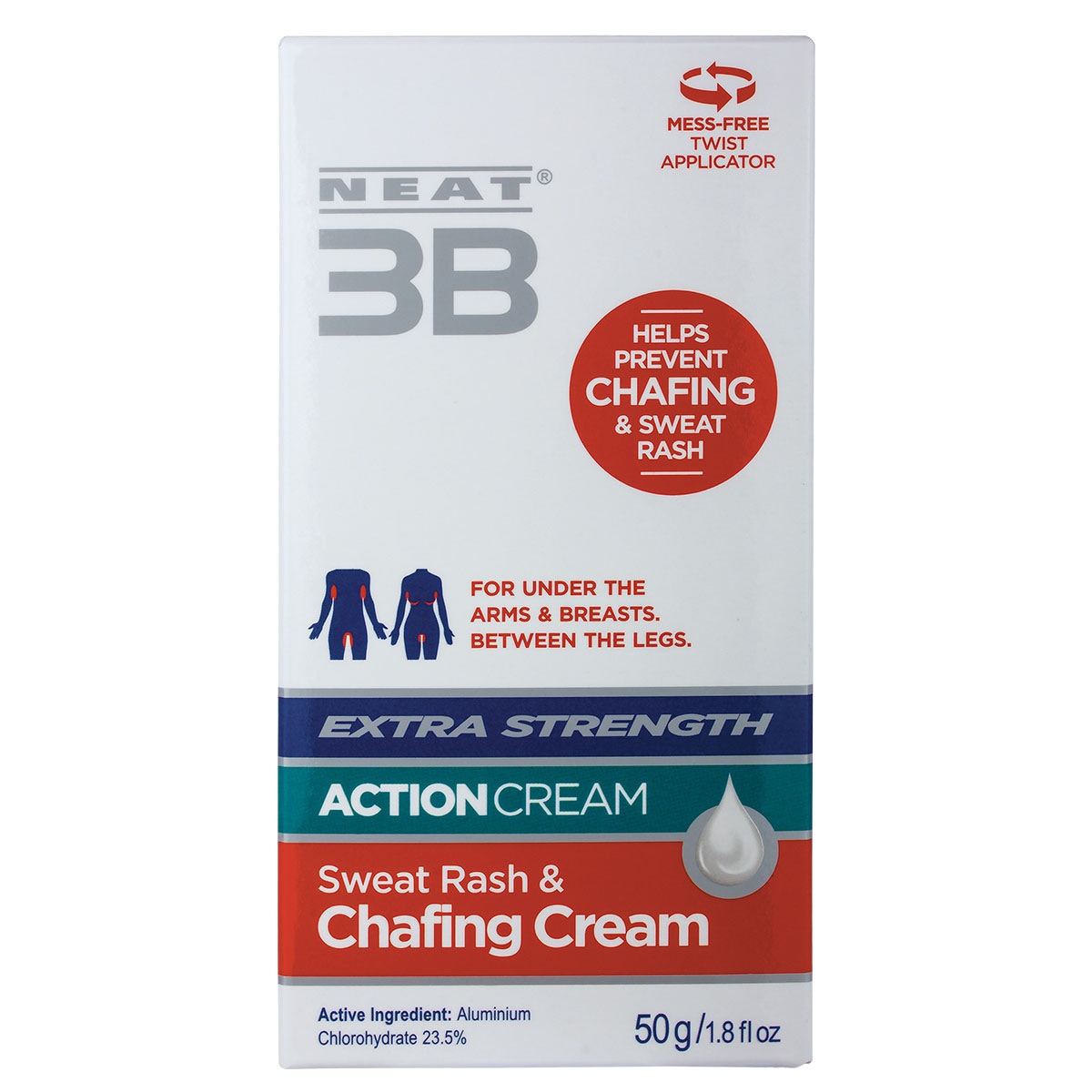 Neat 3B Action Cream Extra Strength Chaffing & Sweat Rash 50G