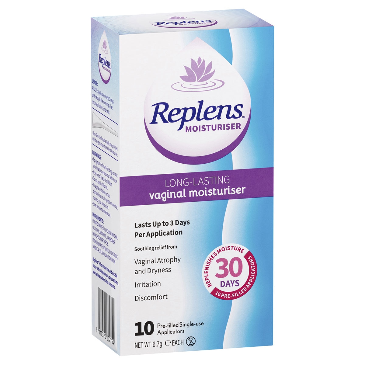 Replens Vaginal Moisturiser 10 Single Use Applicators