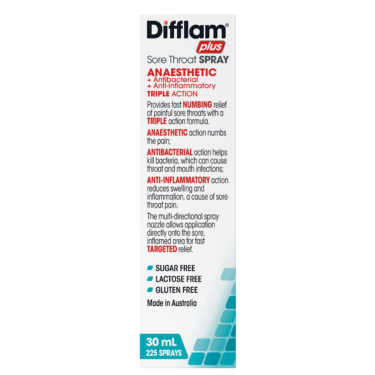 Difflam Plus Anaesthetic Sore Throat Spray Watermelon Triple Action 30ml