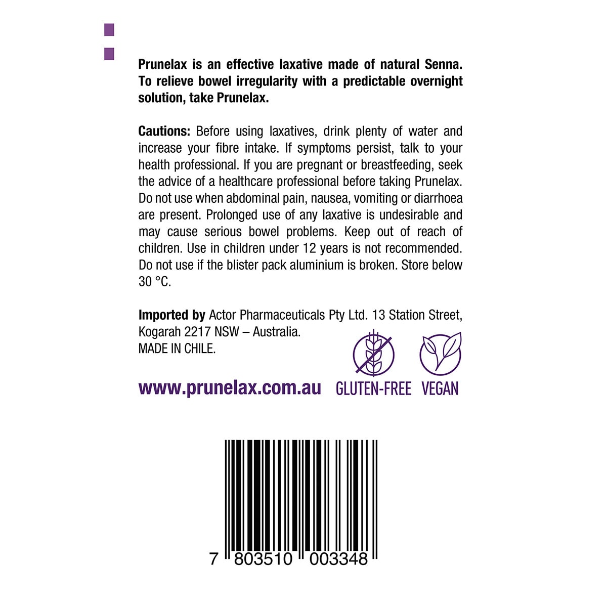 Prunelax Extra Strength Laxative 80 Tablets