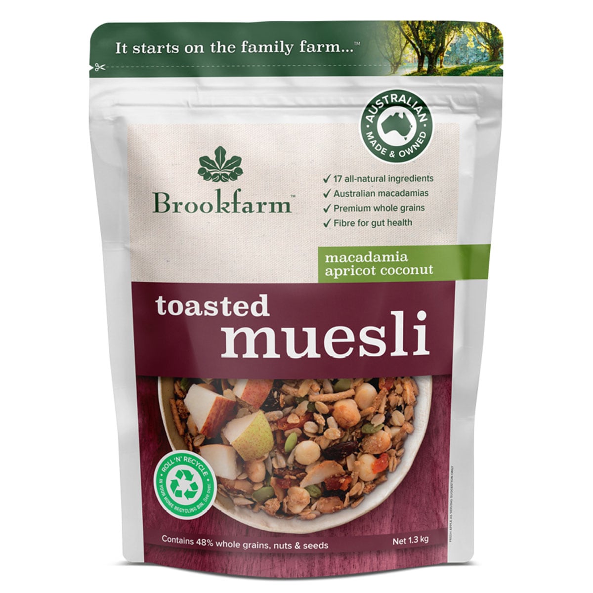 Brookfarm Toasted Muesli Macadamia Apricot & Coconut 1.3 Kg