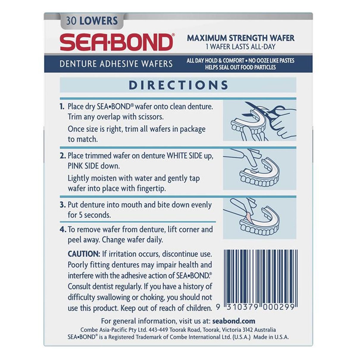 Sea-Bond Original Denture Adhesive Seals Lower 30 Pack