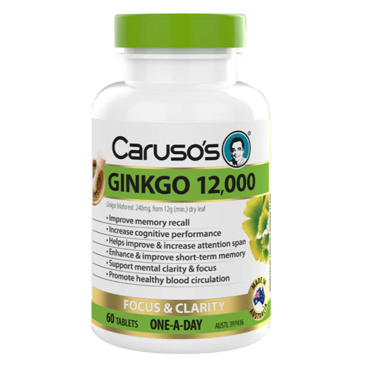 Carusos Ginkgo 12,000mg 60 Tablets