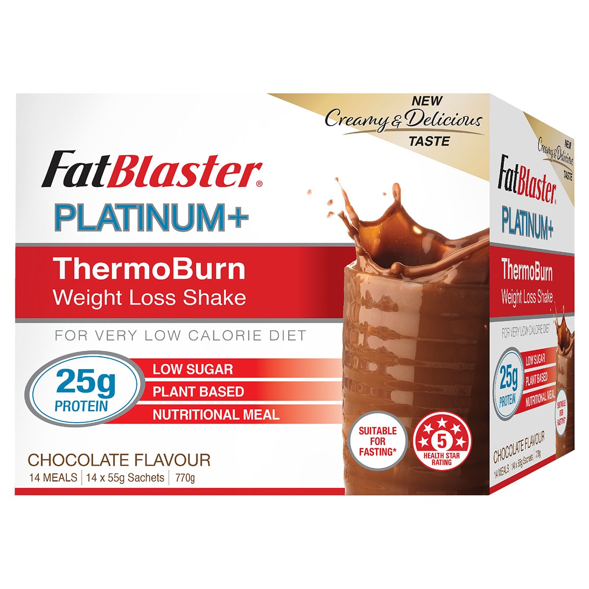 Naturopathica Fatblaster Platinum+ Thermoburn Weight Loss Shake Chocolate 14 Sachets X 50G