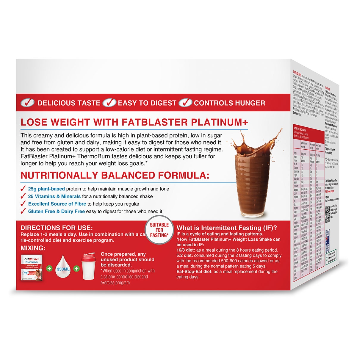 Naturopathica Fatblaster Platinum+ Thermoburn Weight Loss Shake Chocolate 14 Sachets X 50G