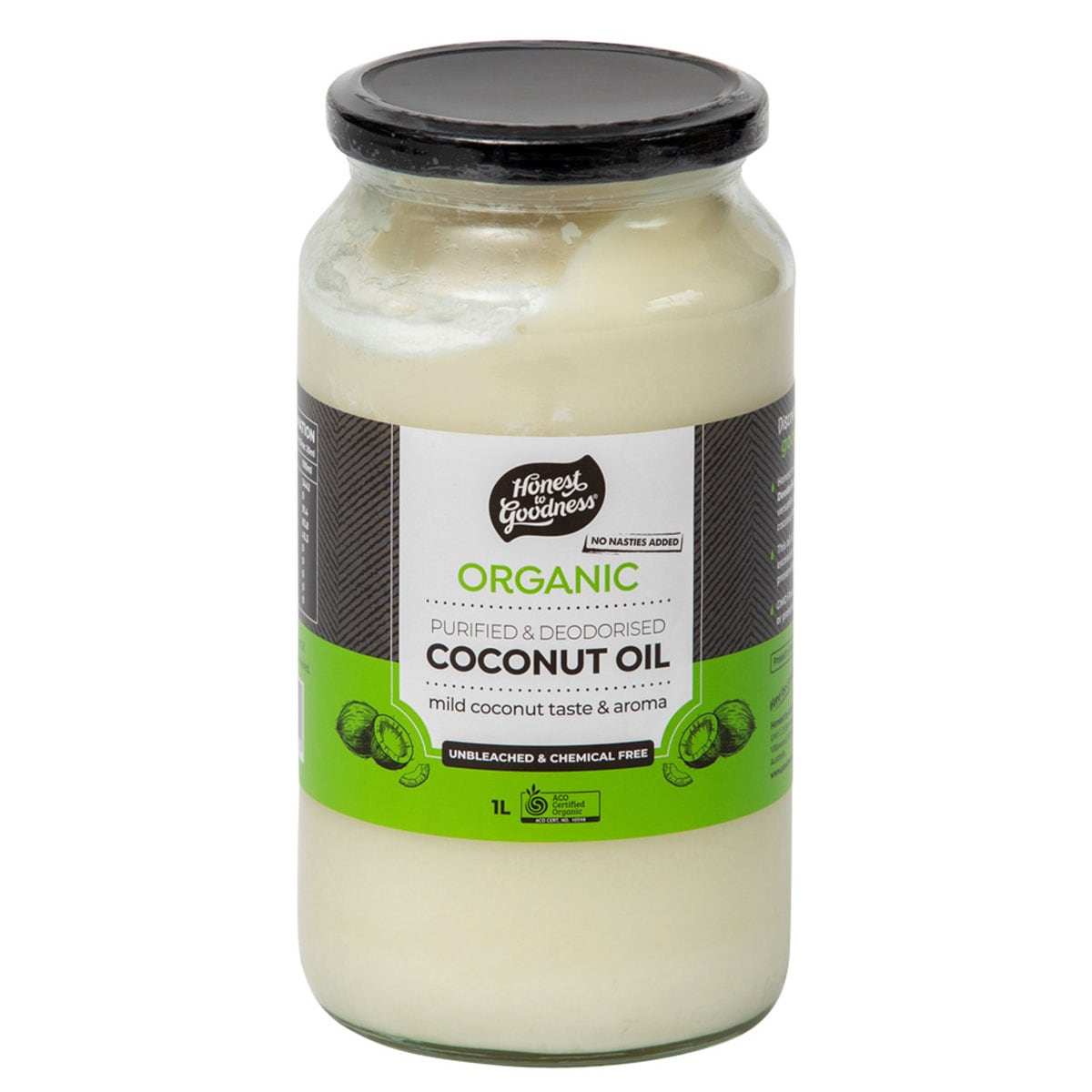 Honest To Goodness Organic Coconut Oil Purified & Deodorised 1 Litre