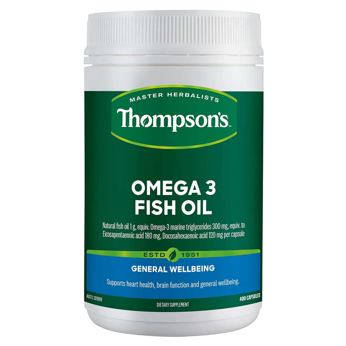 Thompsons Omega3 Fish Oil 400 Capsules