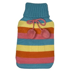 Bemed Hot Water Bottle Cover Cable Knit Multi Pastel Stripe