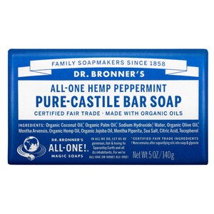 Dr Bronners Pure Castile Bar Soap Peppermint 140G