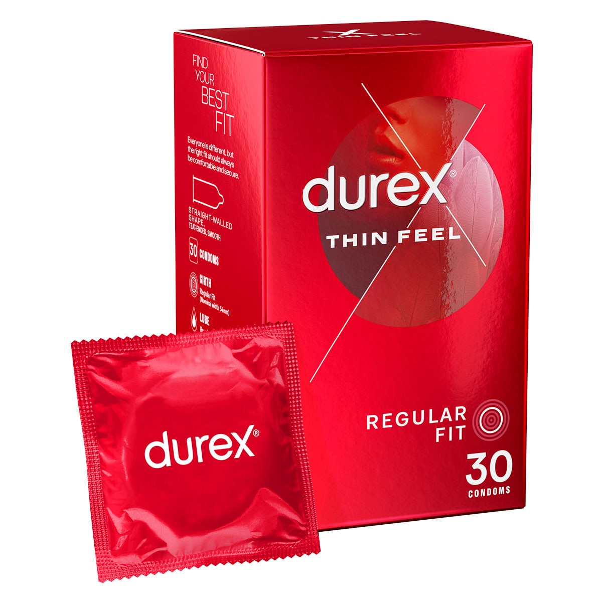Durex Thin Feel Latex Condoms Regular Fit 30 Pack