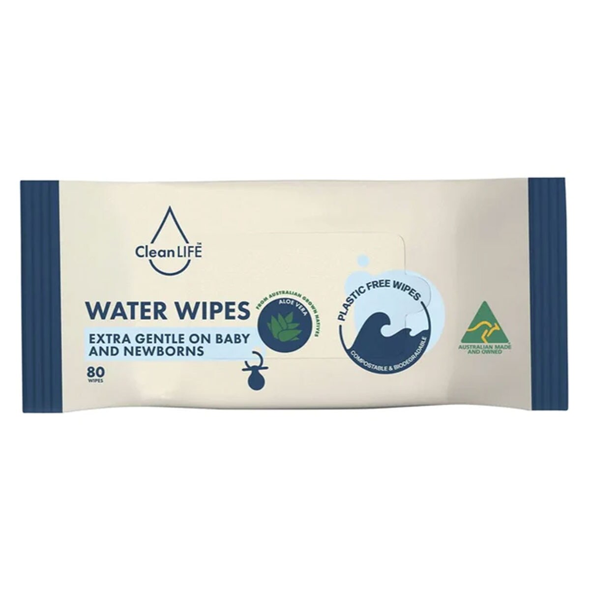 Cleanlife Extra Gentle Plastic Free Water Wipes For Baby & Newborns 80 Pack