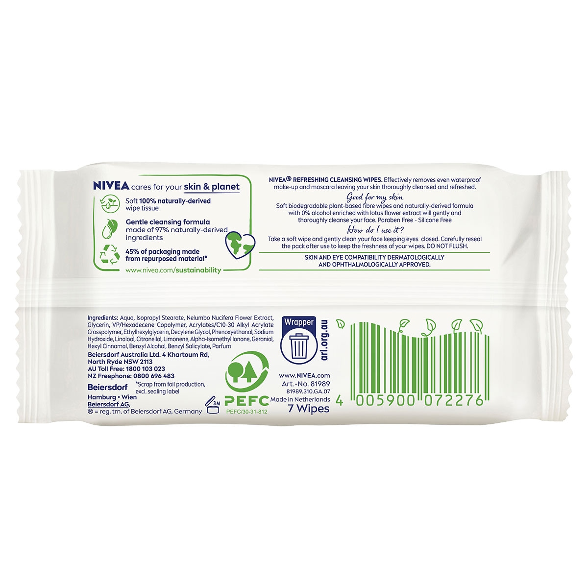 Nivea Refreshing Facial Cleansing Wipes 7 Pack