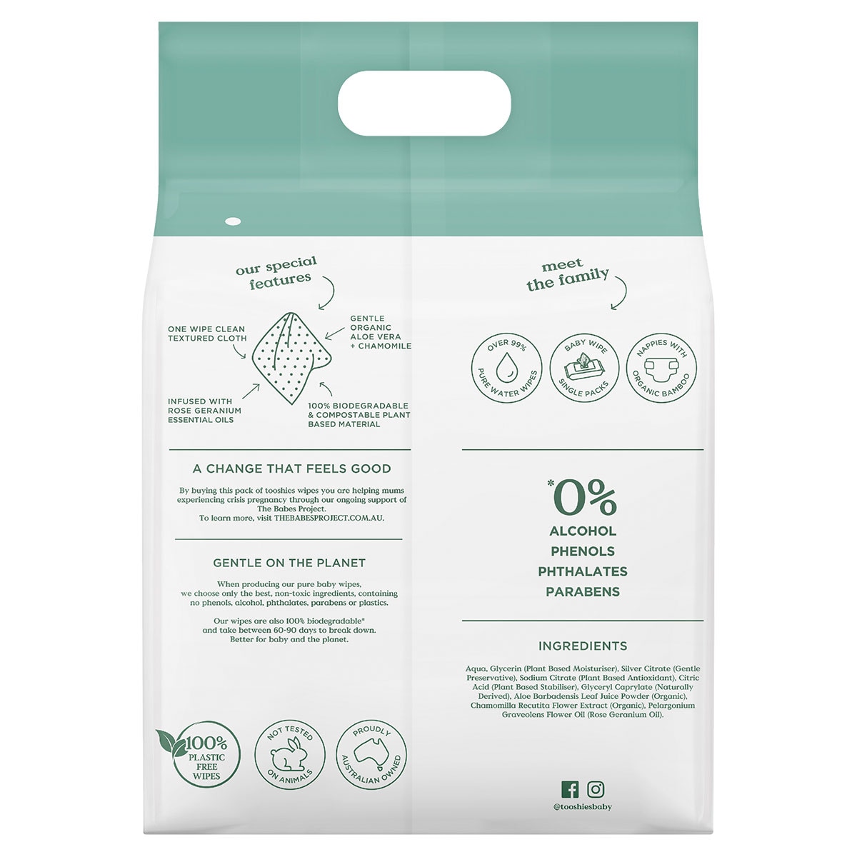 Tooshies By Tom Aloe Vera & Chamomile Wet Wipes 4 X 70 Pack