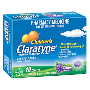 Claratyne Childrens Hayfever & Allergy Relief Grape 10 Chewable Tablets