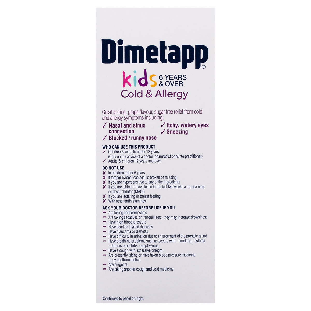 Dimetapp Kids 6+ Years Cold & Allergy 200ml