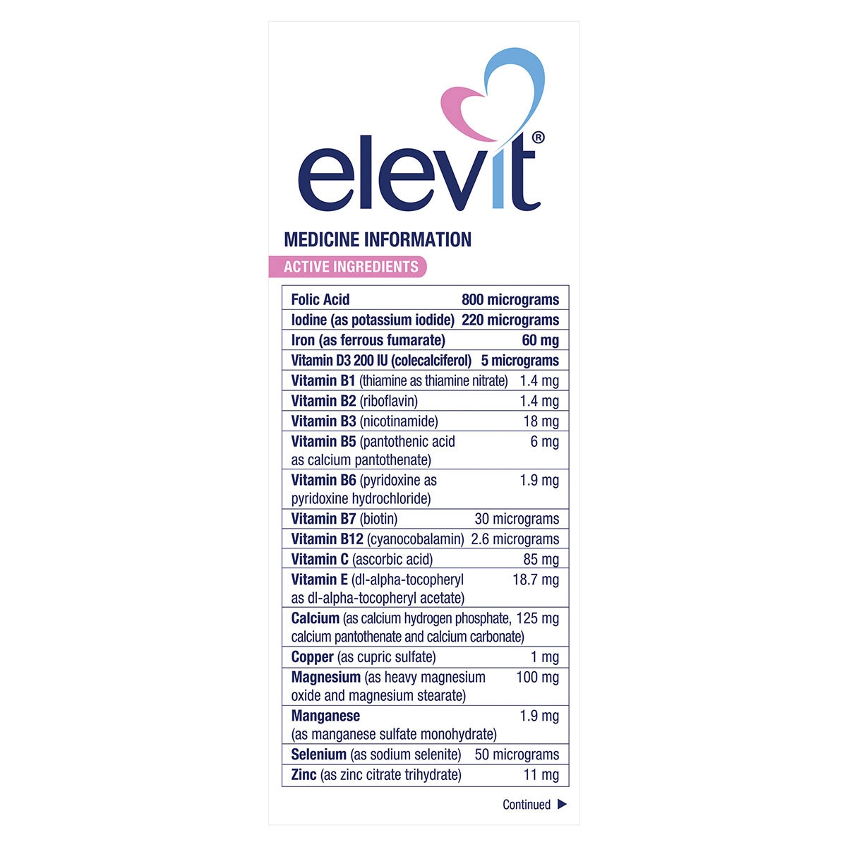 Elevit Pregnancy Multivitamin 100 Tablets