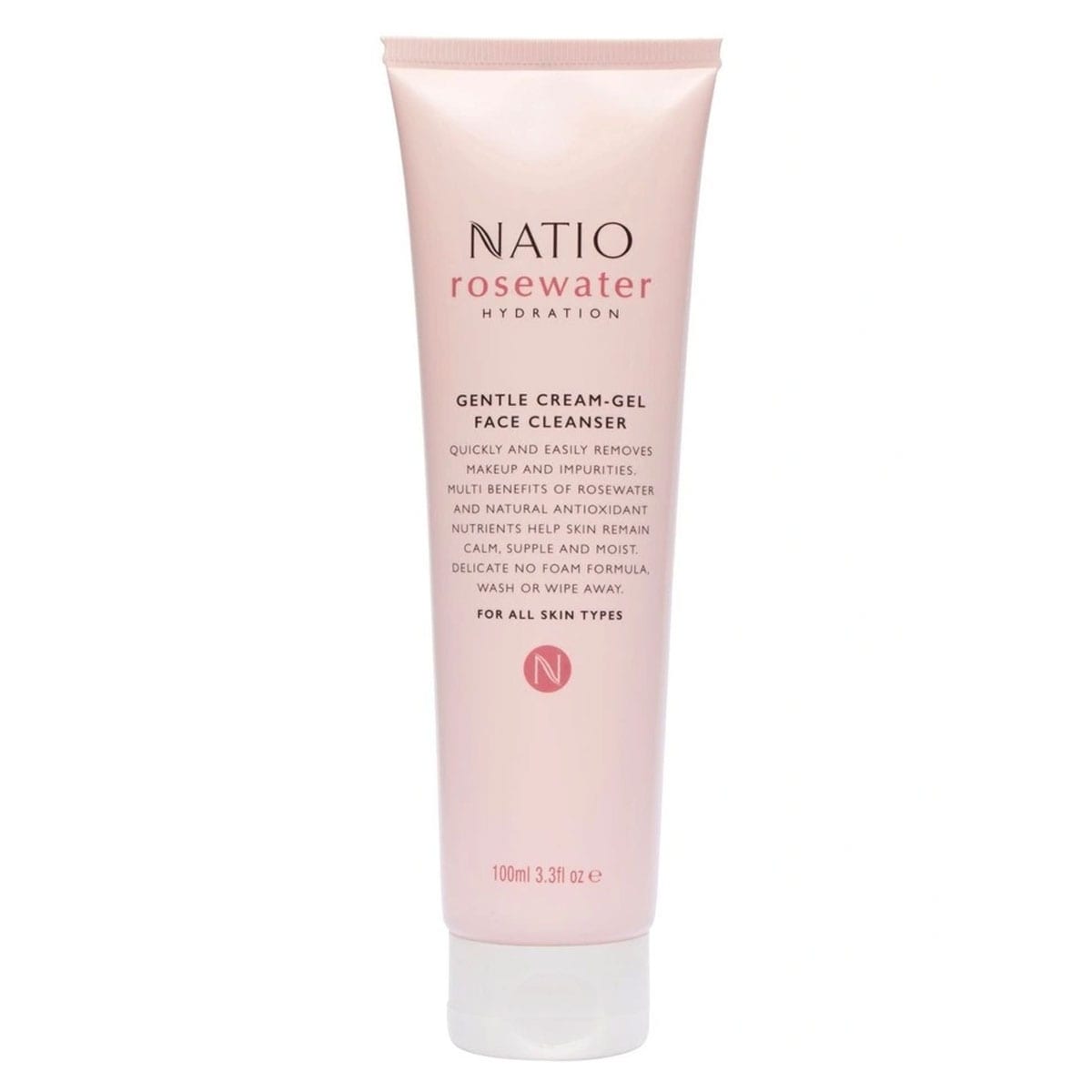 Natio Rosewater Cream-Gel Face Cleanser 100Ml