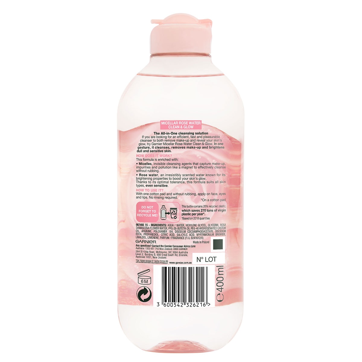 Garnier Micellar Cleansing Water Rose 400Ml