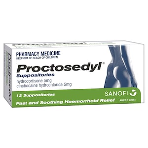 Proctosedyl Haemorrhoids Relief Suppositories 12 Pack