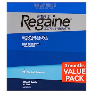 Regaine Mens Extra Strength Hair Loss Treatment Solution 60ml x 4 Pack